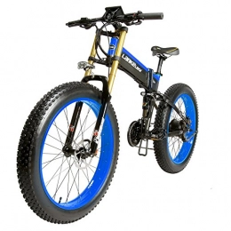 SMLRO  SMLRO Lankeleisi 26"Fat Tire Bike Shimano 27Speed Full Suspension Folding Electric 48V10ah Snow Mountain Beach e-vlo with 1000W motor, 5in LCD Speedometer, Dual Hydraulic Disc Brake, blue