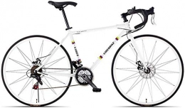 TongN Bike TongN Bikes 21 Speed Road Bicycle, High-carbon Steel Frame Men's Road Bike, 700C Wheels City Commuter Bicycle with Dual Disc Brake (Color : White, Size : Bent Handle)