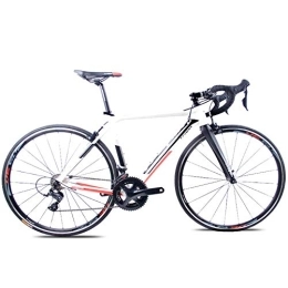 WJSW Road Bike WJSW Adult Road Bike, Professional 18-Speed Racing Bicycle, Ultra-Light Aluminium Frame Double V Brake Racing Bicycle, Perfect for Road Or Dirt Trail Touring, White, TA30