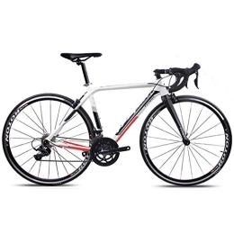 WJSW Road Bike WJSW Adult Road Bike, Professional 18-Speed Racing Bicycle, Ultra-Light Aluminium Frame Double V Brake Racing Bicycle, Perfect for Road Or Dirt Trail Touring, White, X6