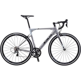 WJSW Road Bike WJSW Adult Road Bike, Ultra-Light Bicycle Aluminum Frame with Double V Brake, Carbon Fiber Fork City Utility Bike, Perfect For Road Or Dirt Trail Touring, Silver, 20 Speed