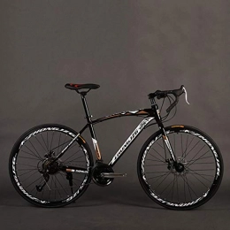 WYN Bike WYN Bicycle Road Bike Speed Fixed Gear Shifting Double Disc Brakes Bending Muscles Men and Women, Black gold, 21speed