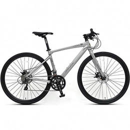 XHCP Road Bike XHCP bicycle Mountain bike Adult Road Bike, 16 Speed Student Racing Bicycle, Lightweight Aluminium Road Bike with Hydraulic Disc Brake, 700 * 32C Tires, Silver, Straight Handle, Silver, Straight Handle