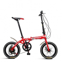 XQ Road Bike XQ Z160 Foldable Bicycle Variable Speed 16 Inch Adult Portable Bicycle (color : RED)