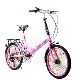 XYANG BK Bike XYANG BK Portable Travel Bicycle Lightweight 20-Inch 6-Speed Folding Bike Shock Absorber Foldable Bicycle Adult Men Women Student Child, Pink