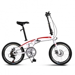 YEARLY Bike YEARLY Adults folding bicycles, Student folding bicycles Aluminum alloy Shimano 7 speed Dual disc brakes Men and women Foldable bikes-White 20inch