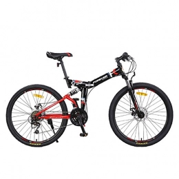 YEARLY  YEARLY Mountain folding bikes, Adults folding bicycles 24 speed Male Double shock absorber Soft tail Women foldable bikes-red 24inch