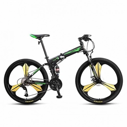 YEARLY  YEARLY Mountain folding bikes, Adults folding bicycles Off-road Double shock absorber Soft tail 27 speed Shimano Foldable bikes-green 26inch