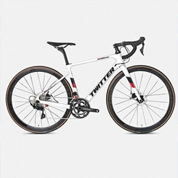 Yinhai Road Bike Yinhai Carbon Road Bike, SHIMANO 105 / R7000 700C Carbon Fiber Road Bicycle with SHIMANO 105 / R7000 22 Speed Derailleur System And Double Disc Brake, Silver 51cm