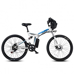 YRWJ Bike YRWJ Folding Electric Mountain Bike Removable Lithium Battery Power Mens Ladies Adult Mini Disc Brakes Intelligent Battery Car (26 Inches), White-24Inches
