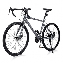 YUYUDS Road Bike 700C wheels 21 Shifting Dual Disc Brake Road Bicycle，Aluminum alloy Frame grey bike Suitable for beginners (Color : Gray)