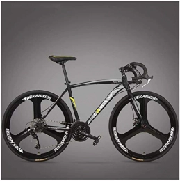 ZHNA Bike ZHNA Road Bike, Adult High-carbon Steel Frame Ultra-Light Bicycle, Carbon Fiber Fork Endurance Road Bicycle, City Utility Bike (Color : 3 Spoke Black, Size : 27 Speed)