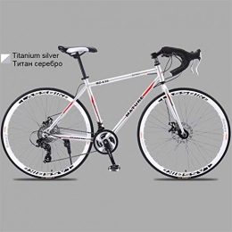 ZHTX Road Bike ZHTX 700C Aluminum Alloy Road Bike 21 27 30 And 33 Speed Road Bicycle Two-Disc Sand Road Bike Ultra-Light Bicycle (Color : Titanium silver, Size : 27Speed)