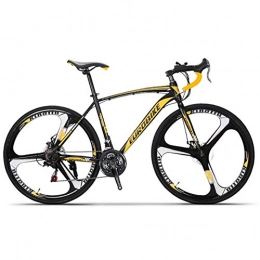 ZHTX Road Bike ZHTX Carbon Steel Road Bike 700C Road Bicycle Male And Female Students Road Racing Bike For Adults 21 / 27 Speed Bicycle (Color : Black yellow, Size : 27)