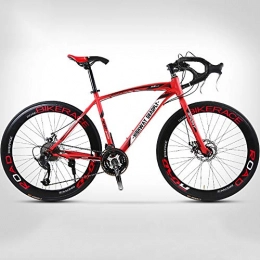 ZLMI Road Bike ZLMI Mountain Cross-Country Bycicle, 26-Inch Adult Variable Speed Bike, 24-Speed Variable Speed System, High Carbon Steel Frame, Light And Strong, Angled Grip, Red