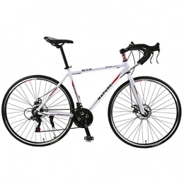 ZWHDS 700C aluminum alloy variable speed bicycle, ultra-light double disc brake racing 21/27/30 speed curved road bicycle (Color : White red, Size : 27 speed)