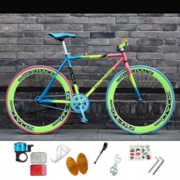 ZXLLO Road Bike ZXLLO Fixie Gear Endurance Road Bicycle Road Bike Single Speed 26in Wheels Adult High-carbon Steel Frame Ultra-light Bicycle, Multi colored