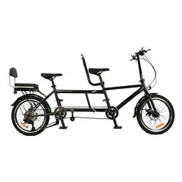 Tandem Bike Adult Folding Bike, Tandem Bike for Cycling, Classic Tandem Adult Beach Cruiser Bike for Family, 7-Speed Adjustable, Maximum Load 200kg, Three Seater, Size 210x35x110cm / 110x35x62