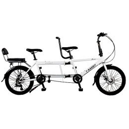 HIMcup Bike Adult Folding Bike, Tandem Bike for Cycling, Classic Tandem Adult Beach Cruiser Bike for Family, 7-Speed Adjustable, Maximum Load 200kg, Three Seater, Size 210x35x110cm / 110x35x62cm