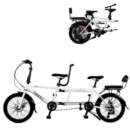 Foldable Tandem Bikes Adult Beach Cruiser Bike, 20 inch Wheels Tandem Bike, Adjustable 7-Speed Tandem Bicycles Cruiser Bike