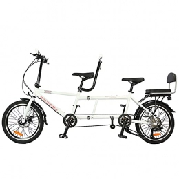 GYGFYJR Bike GYGFYJR Adult Bike, 20-Inch Wheels, High Carbon Steel Material, 8 Speed, Disc Brakes, Tandem Folding Bicycle, Couple Travel Sightseeing Bicycle, White, Black and Blue