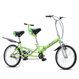 HBNW Tandem Bike HBNW City Tandem Bicycle Bike 20Inches Riding Couple Entertainment Universal Wayfarer Riding Double V Brake Travel Bikes with Accessories, Green