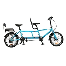JABSY Bike JABSY Tandem Bike - City Tandem Folding Bicycle, Foldable Tandem Adult Beach Cruiser Bike Adjustable 7 Speeds, CE FCC CCC (Color : Blue)