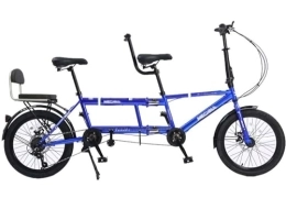 Kcolic Folding Tandem Bike, Family Tandem Bikes for Two Adults, 7 Speed Adjustable Tandem Bikes, Cruiser Bikes for Travel and Couple Rides A