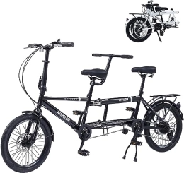 LAYIQDC Tandem Bike LAYIQDC Tandem Bike, Foldable Three-Person Bike, Family Bike Suitable for Two Adults and One Child, High Carbon Steel Material, Rust-Resistant and Durable (Black)