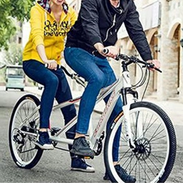 WANYE Tandem Bike Tandem Adult Beach Cruiser Bike, 26-Inch Wheels, Single To 21-Speeds White-21 speed