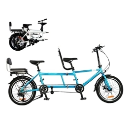 Generic Bike Tandem Adult Beach Cruiser Bike, Classic City Tandem Folding Bicycle Variable Speed Bike Riding Couple Entertainment Universal Wayfarer Double Seater Bike for Adult, Blue