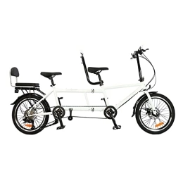 Generic Tandem Bike Tandem Bike for Couple, 20-Inch Wheels City Tandem Folding Bicycle, Double Seater Load-bearing 200kg, 7-Speed Adjustable, Foldable Classic Tandem Adult Beach Cruiser Bike for Outdoor Cycling (Whi