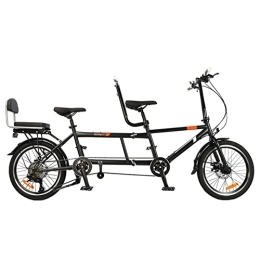 WLL-DP Bike WLL-DP High Carbon Steel Frame Folding Tandem Bicycle, Couples Riding Parent-Child Activities Universal Bicycle, Travel Sightseeing Variable Speed Bike