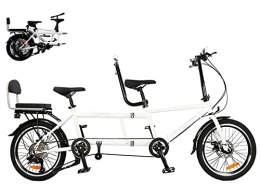 YXWJ Tandem Bike YXWJ Classic City Tandem Folding Bicycle, Foldable Tandem Adult Beach Cruiser Bike three Seater, Steel Low Step Frame, 8-Speed, Medium or Large Frame Options, White