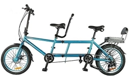 YXWJ Tandem Bike - City Tandem Folding Bicycle, Foldable Tandem Adult Beach Cruiser Bike Adjustable 8 Speeds,Blue
