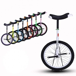  Unicycles 16 / 18 / 20 Inch Wheel Unisex Unicycle Heavy Duty Steel Frame and Alloy Rim, for Kid's / Adult's, Best Birthday Gift, 8 Colors Optional (Color : White, Size : 20 Inch Wheel)