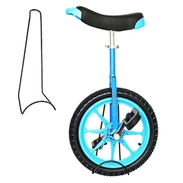 HWBB Unicycles 16" Inch Wheel Unicycle with Parking Rack & Inflator, Beginners Balance Bike Cycling Exercise Balance Fitness, Adjustable Height (Color : Blue)