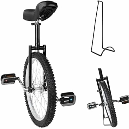  Unicycles 20 Inch Unicycle Wheeled Bike Skidproof Tire Bike Height Adjustable Alloy Rim Bicycle with Sturdy Storage Stand Balance Cycling Exercise Fitness for Adult, Beginner, Trainer, Black, 18in