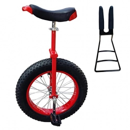HWBB Bike 24 Inch Wheel Unicycle with Parking Rack & Extra Wide Mountain Tire, Adjustable Height, for Tall People, Unisex Adult, Load 150kg / 330lbs (Color : Red)