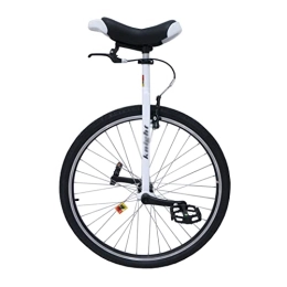HWBB Bike 28 Inch Large Wheel Unicycle with Adjustable Seat & Handbrake, for High Speed Cycling / Road Travel / Balance Fitness, Load 150kg / 330lbs (Color : White)