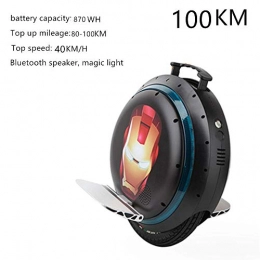 SanQing Unicycles Electric Unicycle: Retractable Handle; App & Bluetooth Speaker Colorful LED Lights, Self-Balancing Electric Scooter, Black, E