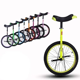 HWF Unicycles HWF 18 Inch Wheel Unicycle for Kids & Adults, Anti-Skid Alloy Rim Fitness Exercise Pedal Bike with Adjustable Seat, 8 Colors Optional (Color : Yellow, Size : 18 Inch Wheel)