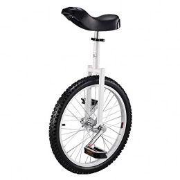JMSL Unicycles JMSL Adjustable Unicycle, Strong Manganese Steel Frame Aluminium Alloy Rim Skidproof One Wheel Bike for Adults Kids Teens Boy Rider / 20 Inches / White
