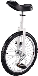 Generic Bike Unicycle Bike Unicycle 20 Inch Wheel Unicycle For Adults Teenagers Beginner, High-Strength Manganese Steel Fork, Adjustable Seat, Load-Bearing 150Kg / 330 Lbs (Color : White)