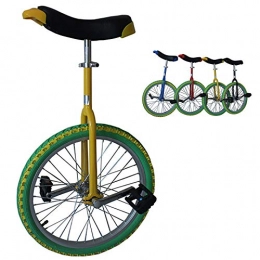 SSZY Unicycles Unicycle Child / men Teens / kids 18inch Colored Wheel Unicycles, Outdoor Exercise Balance Bicycles, with Skidproof Tire& Stand, Height 140-165cm, (Color : Yellow+green)