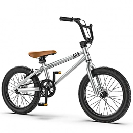 KUKU BMX 20 Zoll Freestyle BMX Bike, Freestyle BMX Bike Für Kinder, Jugendliche Und Anfänger, Rahmen Aus Hohem Kohlenstoffstahl, Single Speed, Weiß