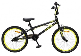 amiGO BMX Amigo Danger - BMX Fahrrad - 20 Zoll - Freestyle - mit Handbremsen, 360° Rotor und 4 Pegs - ab 5-9 Jahre - Schwarz / Gelb