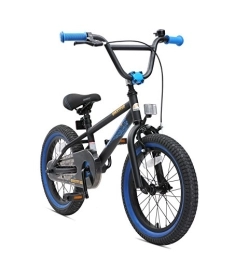 BIKESTAR Fahrräder BIKESTAR Kinderfahrrad für Mädchen und Jungen ab 4-5 Jahre | 16 Zoll Kinderrad Kinder BMX Freestyle | Fahrrad für Kinder Schwarz & Blau | Risikofrei Testen