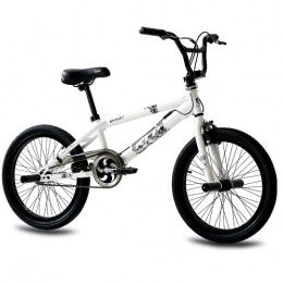 KCP BMX CHRISSON 20 Zoll BMX Kinderfahrrad - Doom Weiss - Freestyle BMX Fahrrad für Kinder, Street Bike mit 360° Rotor-System, 4 Stahl Pegs und Kettenschutz