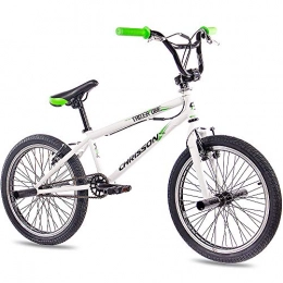 CHRISSON Fahrräder CHRISSON 20 Zoll BMX Kinderfahrrad - Trixer One Weiss - Freestyle BMX Fahrrad für Kinder, Street Bike mit 360° Rotor-System, 4 Stahl Pegs und Kettenschutz